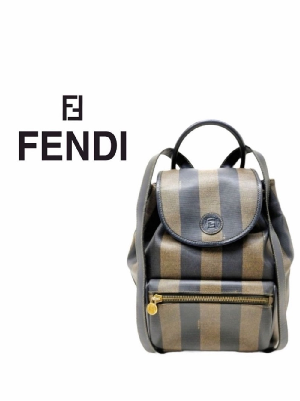Fendi Daypack Pecan Penquin Striped Backpack